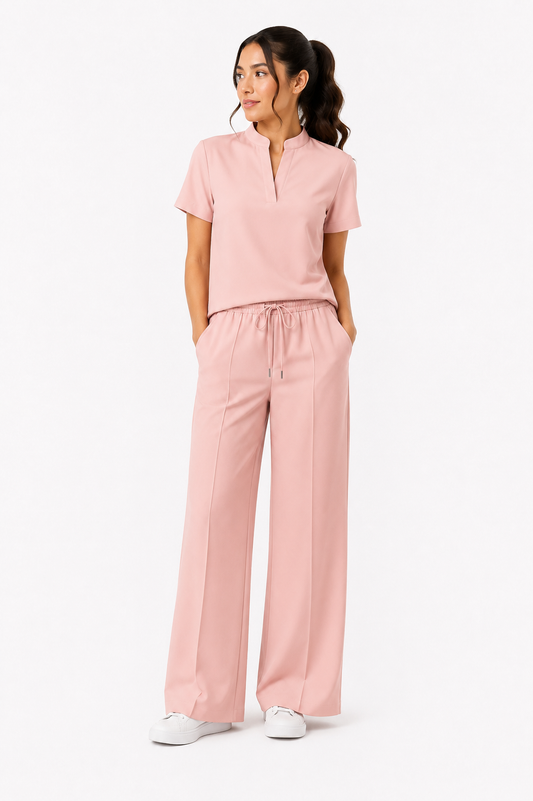 pyjama medicale stretch rose poudre